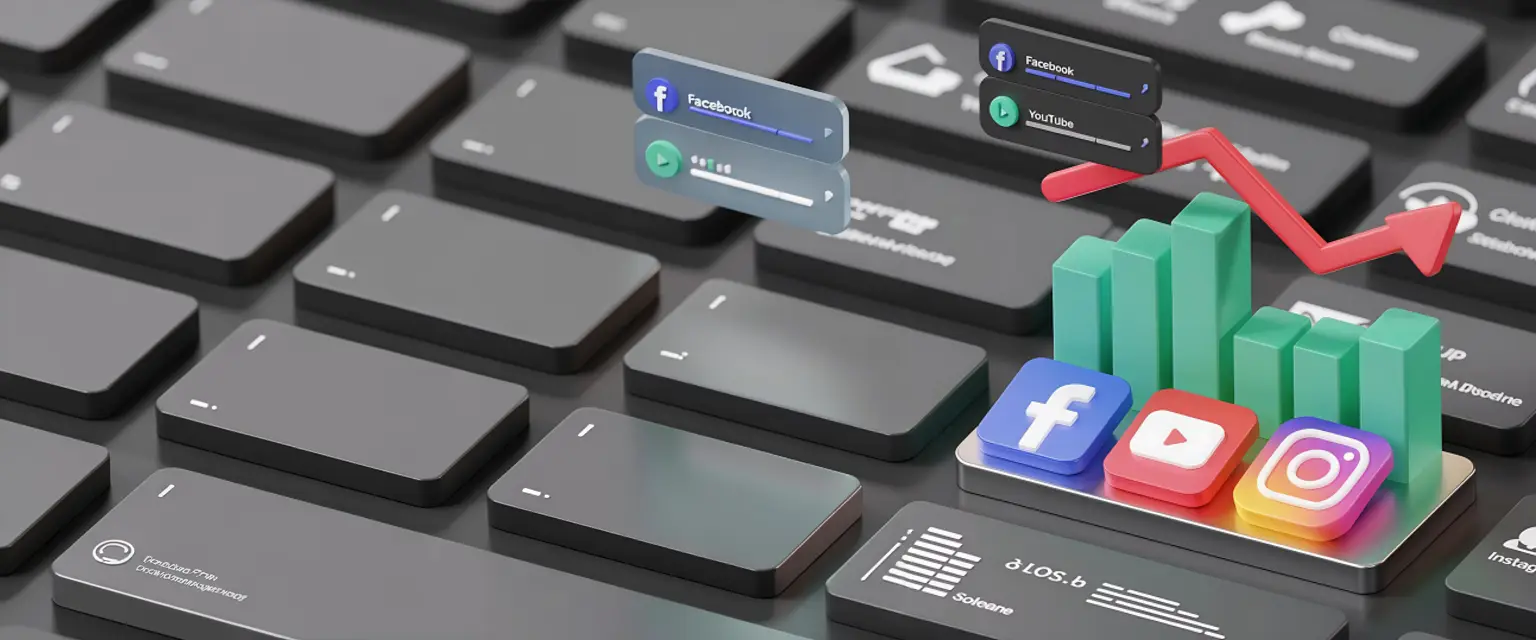 Tastatur mit Social-Media-Symbolen
