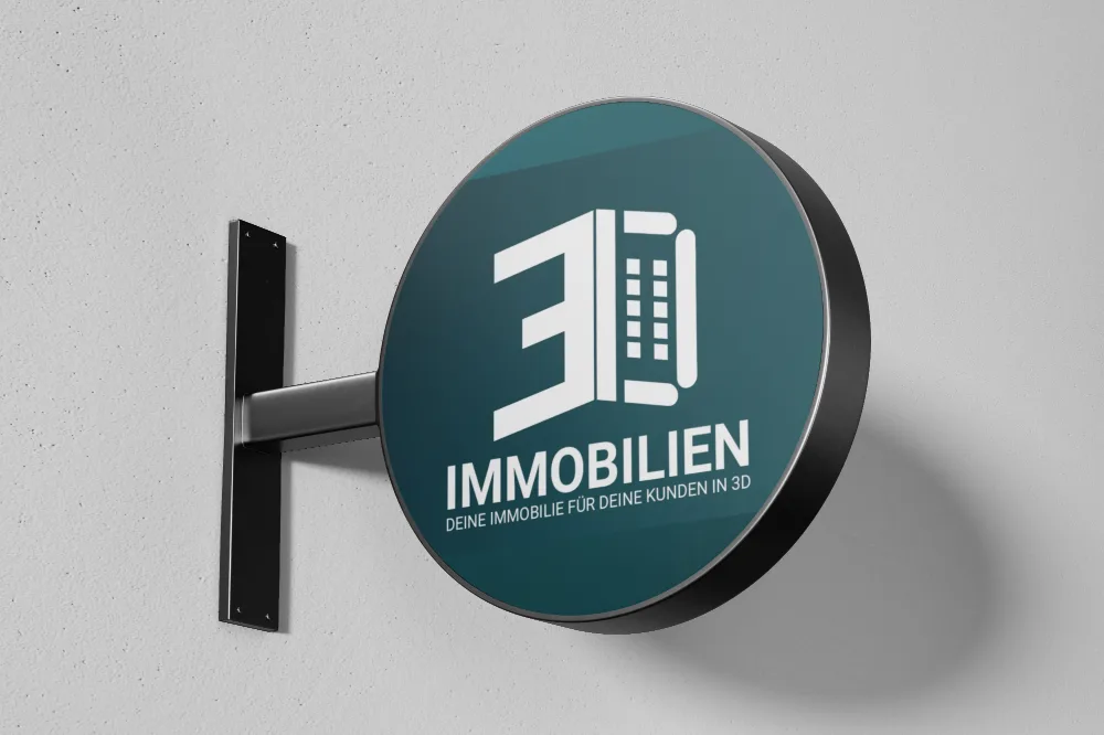 Immobilien3D Logo als Firmenschild