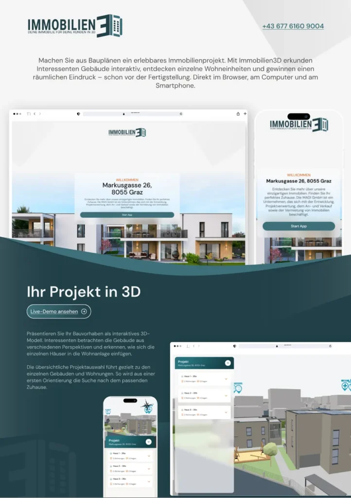 Flyer-Design für Immobilien3D – Titelseite