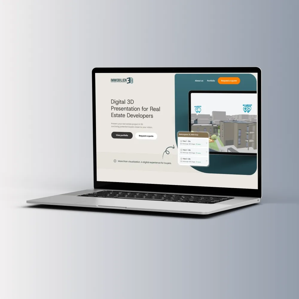 Website von Immobilien3D auf Laptop und Tablet