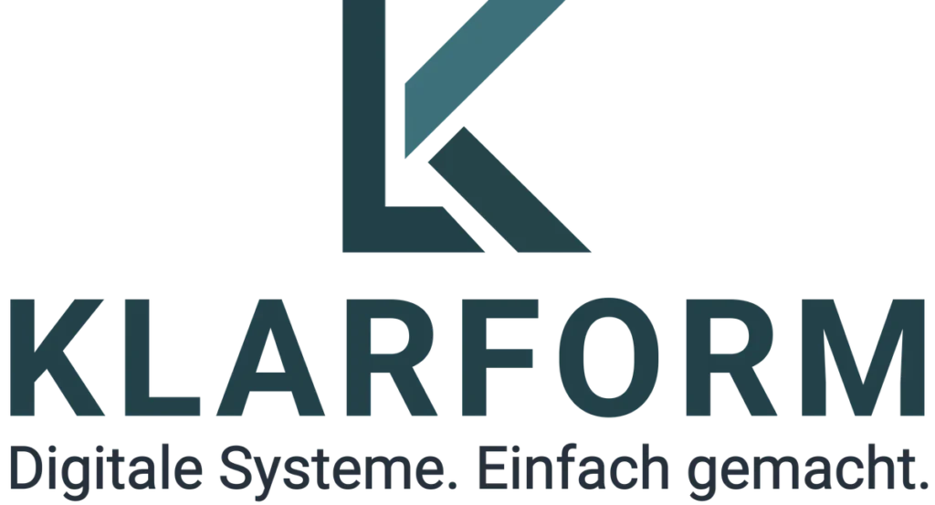 Klarform Logo mit dem Slogan Digitale Systeme. Einfach gemacht.