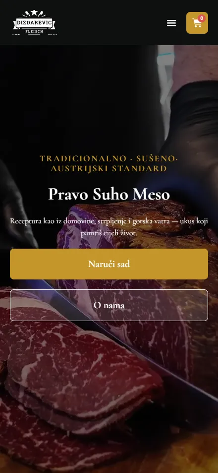 Onlineshop von Dizdarević für Fleischspezialitäten – mobile Ansicht