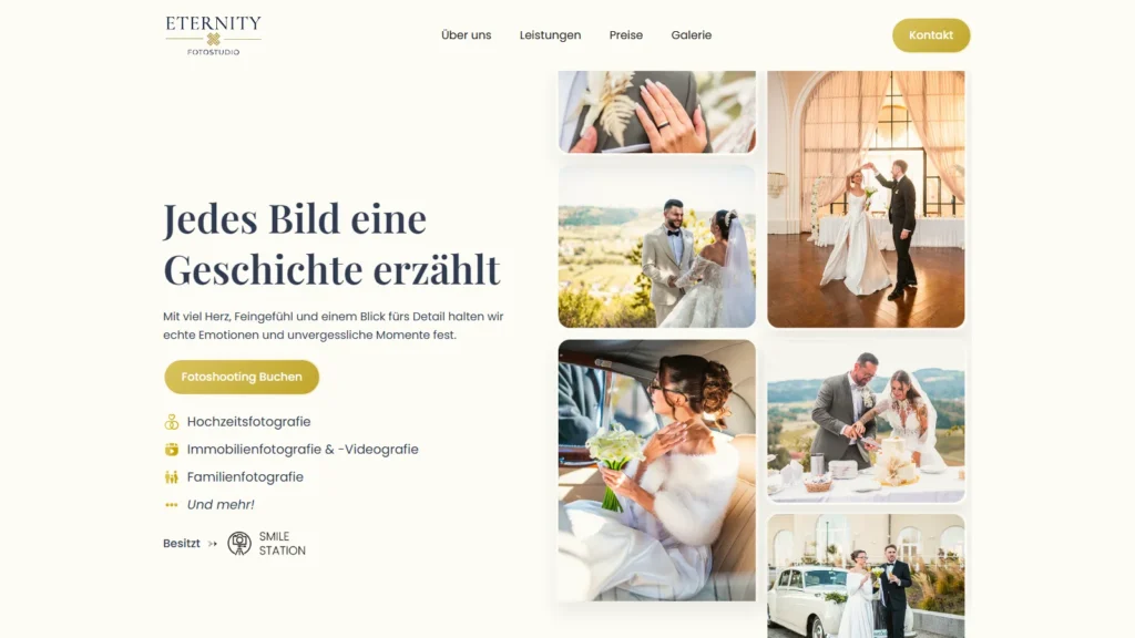 Website von Eternity Fotostudio in Graz – Desktop-Ansicht